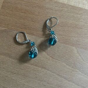 Silver and Blue drop EARRINGS